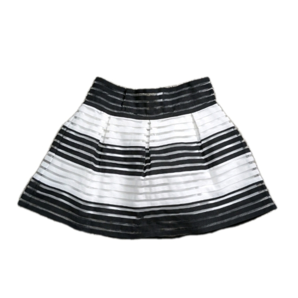 Women’s Black and White Striped Structured Skirt
